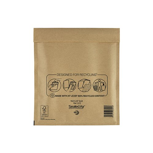 MAIL LITE BUBBLE POSTAL BAG GOLD E2-220X260 (PACK OF 100) 10
