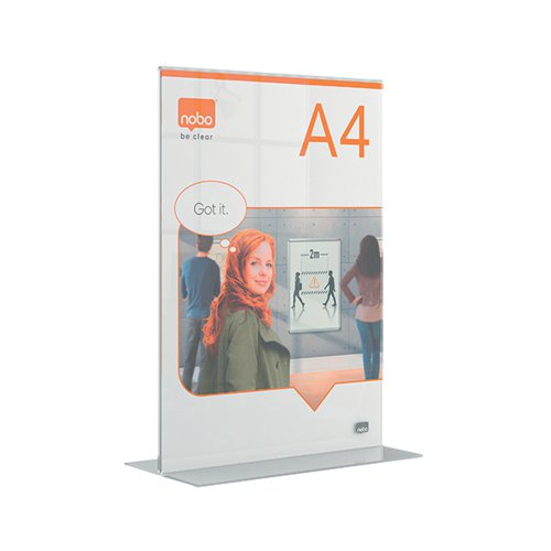 NOBO A4 COUNTER TOP ACRYLIC FREESTANDING POSTER FRAME CLEAR