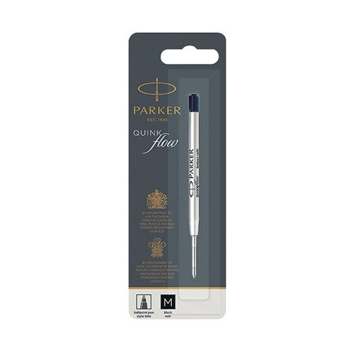 PARKER QUINK BALLPOINT PEN REFILL MEDIUM BLACK BLISTER (PACK
