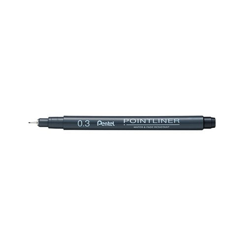 PENTEL POINTLINER PIGMENT LINER 0.3MM BLACK (PACK OF 12) S20