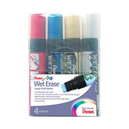 PENTEL LIQUID CHALK MARKER CHISEL TIP JUMBO ASSORTED (PACK O