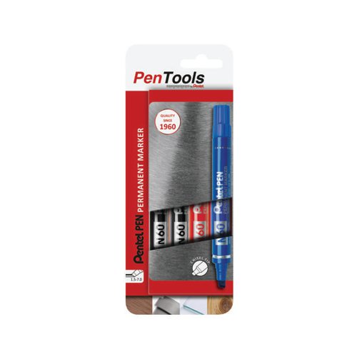 PENTEL N60 PERMANENT MARKER CHISEL ASSORTED (PACK OF 4) N60-