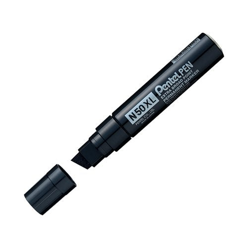 PENTEL N50XL MARKER CHISEL TIP BLACK (PACK OF 6) N50XL-A