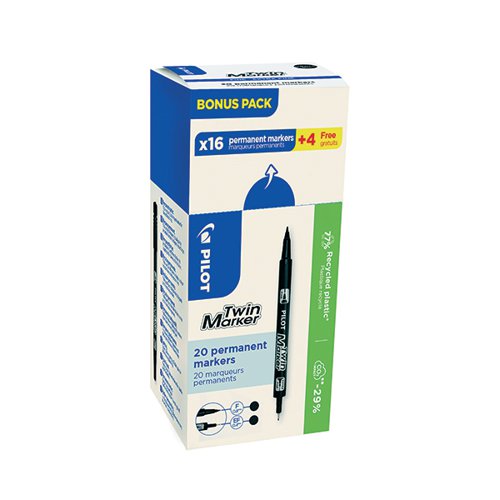 PILOT TWIN MARKER PERMANENT MARKER BULLET/CHISEL TIP BLACK B