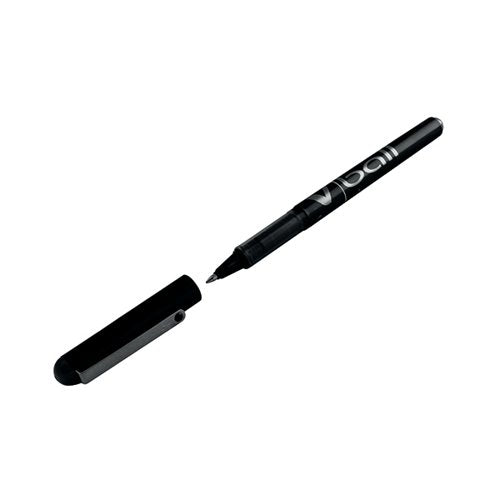 PILOT V-BALL ROLLERBALL PEN NEEDLE FINE BLACK (12 PACK) BLVB