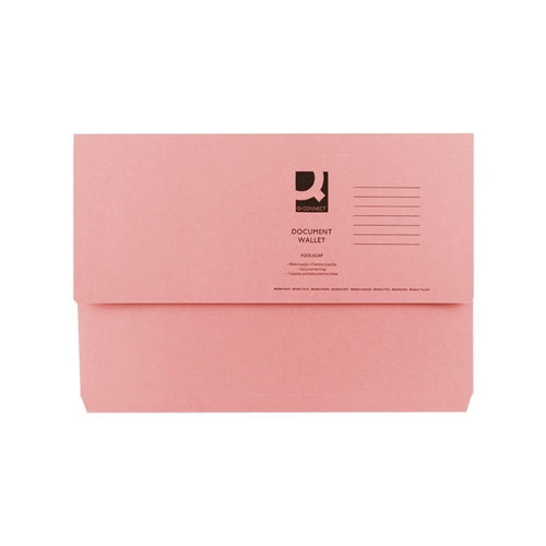 Q-CONNECT DOCUMENT WALLET FOOLSCAP PINK (Pack of 50)