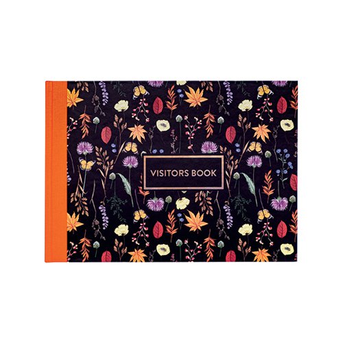 PUKKA PAD BLOOM VISITORS BOOK BLACK 9687-BLM