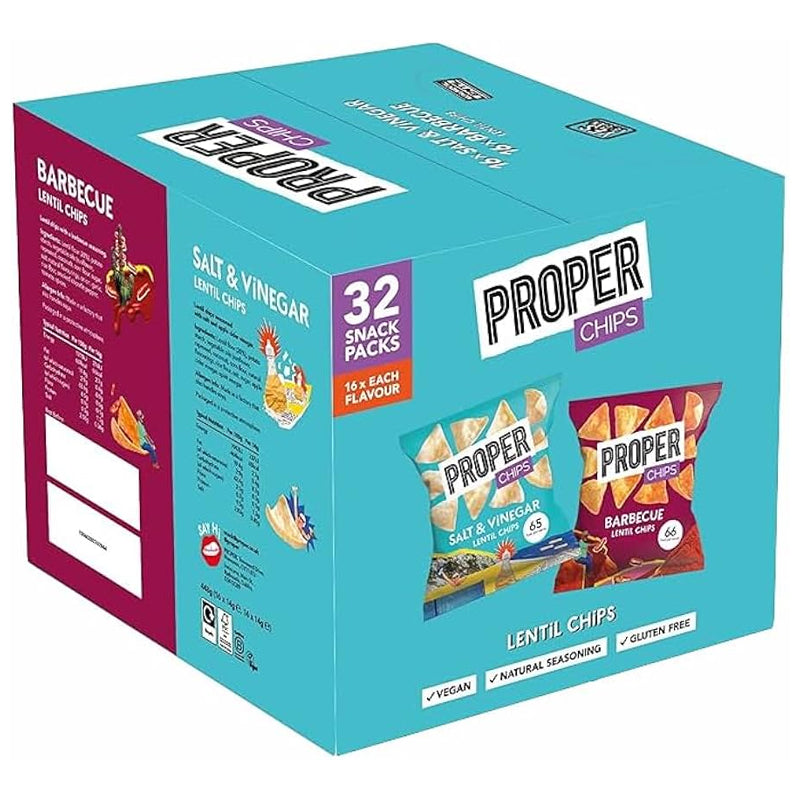 PROPERCHIPS BBQ AND SALT & VINEGAR MULTIPACK CRISPS (14g) x 32