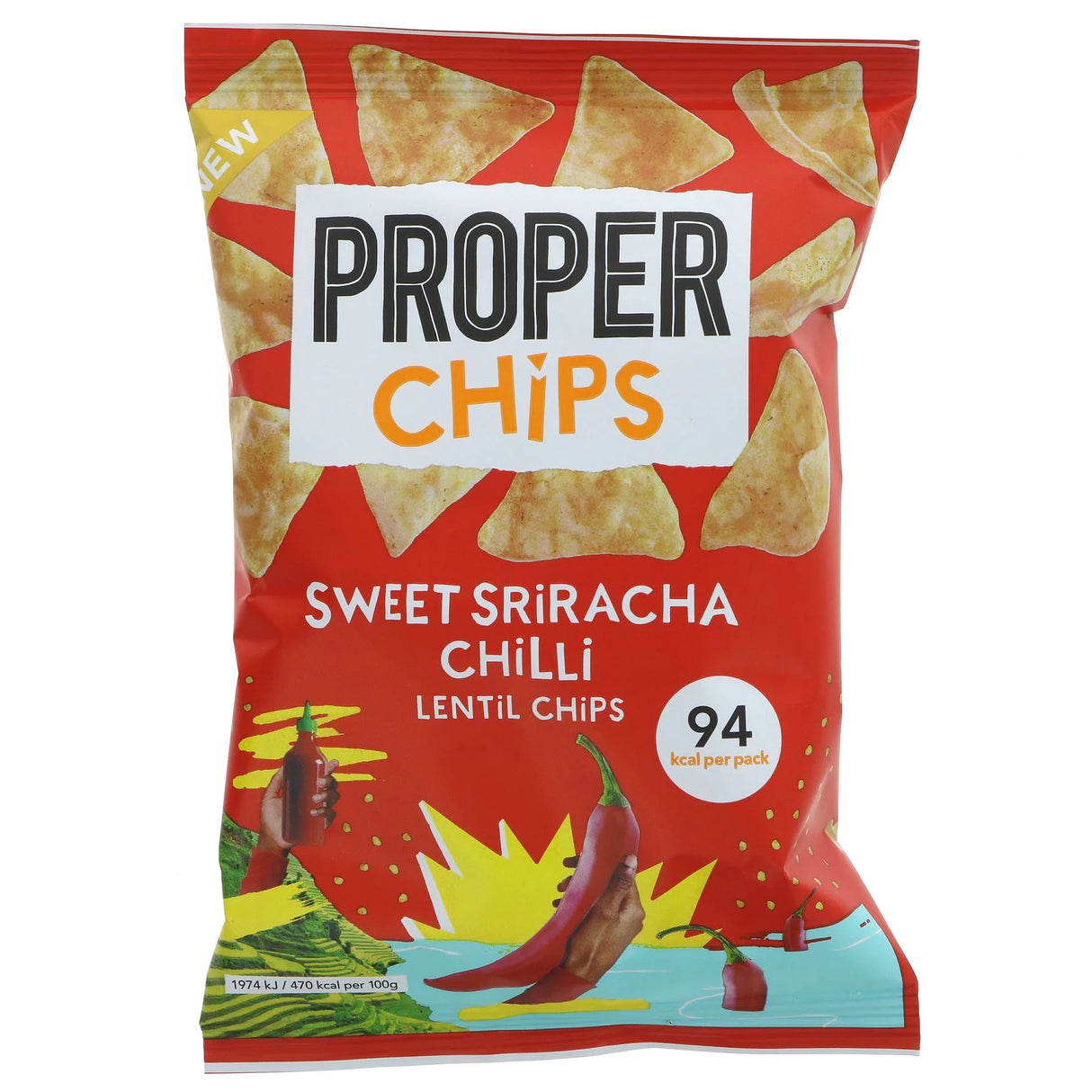 PROPERCHIPS SWEET SRIRACHA CHILLI LENTIL CHIPS (20g) x 24