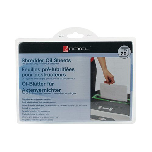 REXEL SHREDDER NON-AUTO OIL SHEETS (PACK OF 20) 2101949