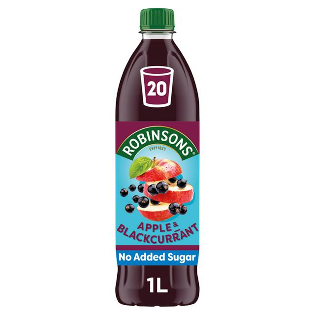 ROBINSONS NO ADDED SUGAR APPLE & BLACKCURRANT FRUIT SQUASH (1L) x 12