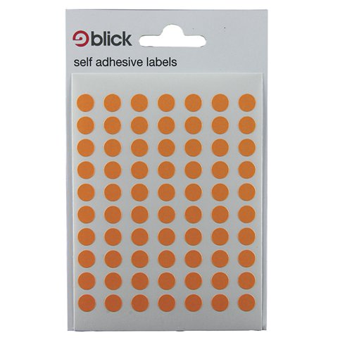 BLICK COLOURED LABELS IN BAGS ROUND 8MM DIA 490 PER BAG ORAN