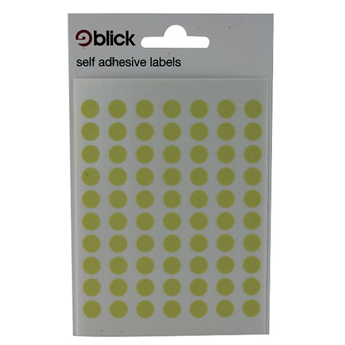 BLICK COLOURED LABELS IN BAGS ROUND 8MM DIA 490 PER BAG YELL