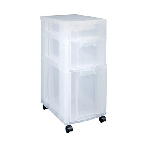 REALLY USEFUL PLASTIC STORAGE TOWER 3 DRAWERS CLEAR 7L/12L/2