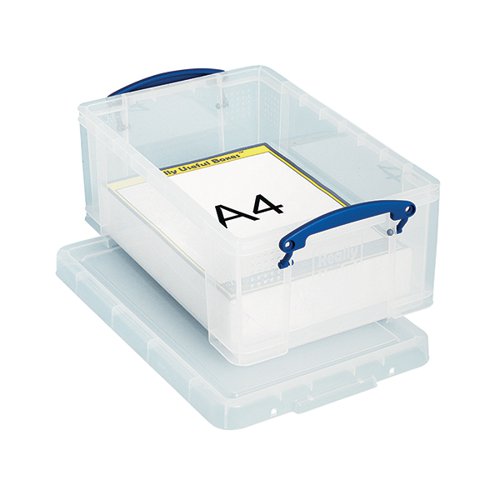 REALLY USEFUL 9L STORAGE BOX WITH LID AND CLIP LOCK HANDLES