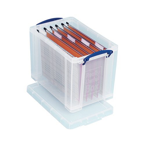 REALLY USEFUL 19L PLASTIC STORAGE BOX WITH LID W375XD255XH290MM CLEAR RUP80213