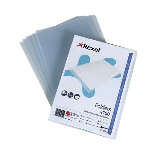 REXEL SUPERFINE CUT FLUSH FOLDER A4 CLEAR (PACK OF 100) 1217