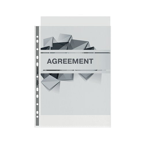 REXEL NYREX PREMIUM POCKET A4 GREY SPINE GLASS CLEAR (PACK O