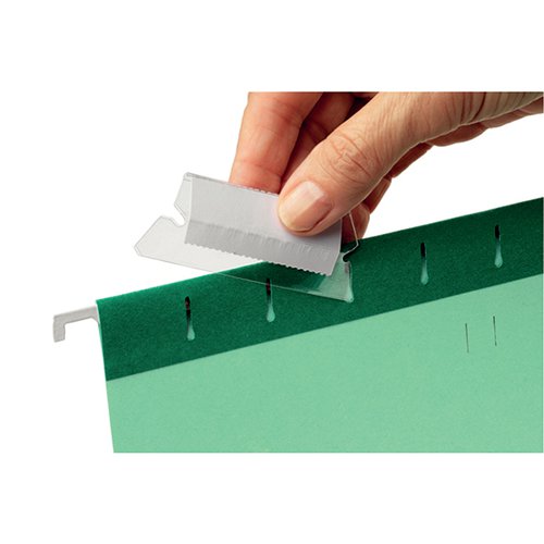 REXEL 50MM SUSPENSION FILE TABS WITH LABELS CLEAR (PACK OF 2