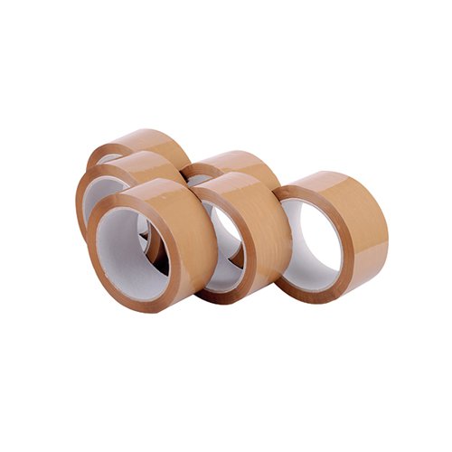 POLYPROPYLENE PACKAGING TAPE 48MMX66M BROWN (6 PACK) 7671
