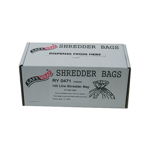 SAFEWRAP SHREDDER BAG 100 LITRE CLEAR (PACK OF 50) RY0471