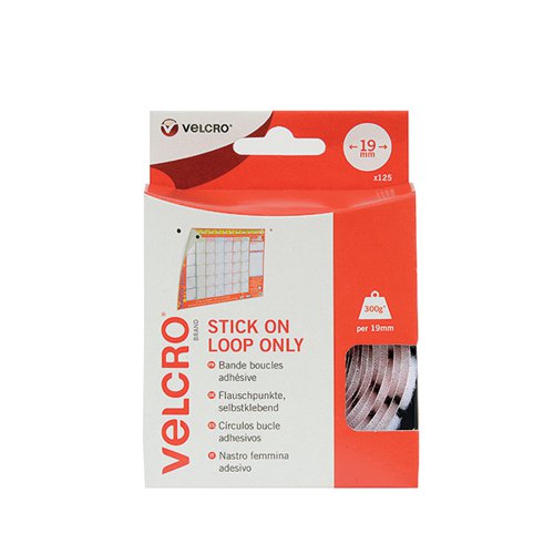 VELCRO STICK ON COINS LOOP ONLY 19MM WHITE (PACK OF 125) VEL