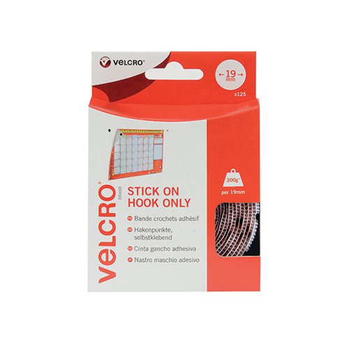 VELCRO STICK ON COINS HOOK ONLY 19MM WHITE (PACK OF 125) VEL