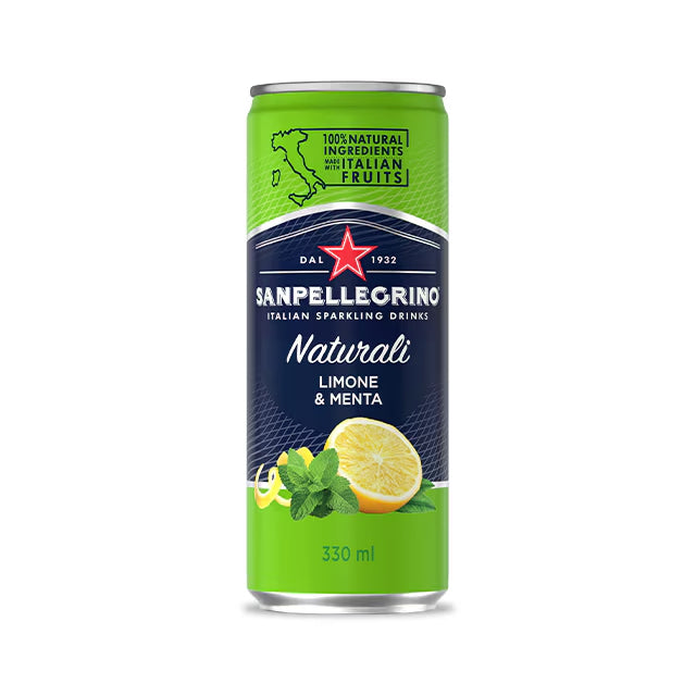 SAN PELLEGRINO SPARKLING LEMON & MINT CANS (330ml) x 24