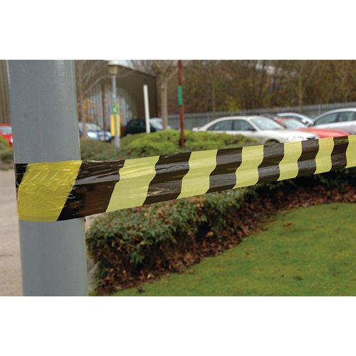 VFM STRIPED TAPE BARRIER 500M BLACK/YELLOW (NON-ADHESIVE SUI