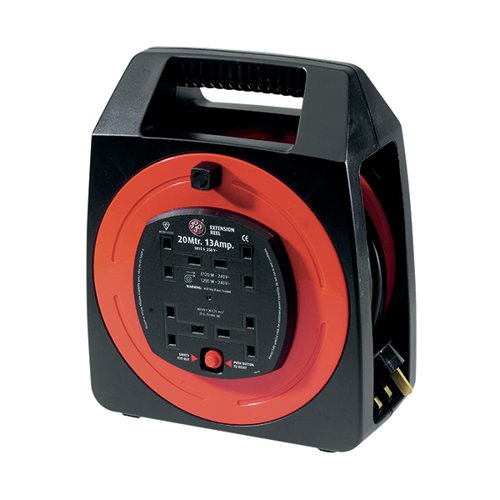 EXTENSION CABLE SEMI-ENCLOSED REEL 20M 13 AMP 4-SOCKET 37710