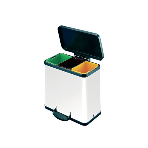 TRENTO OKO 3X9 LITRE RECYCLING BIN WHITE 357453