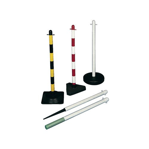 VFM RED/WHITE FREESTANDING POST WITH RUBBER SQUARE BASE 3714