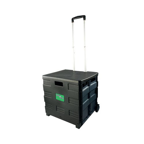 VFM FOLDING CONTAINER TROLLEY WITH LID 35KG CAPACITY BLACK/G