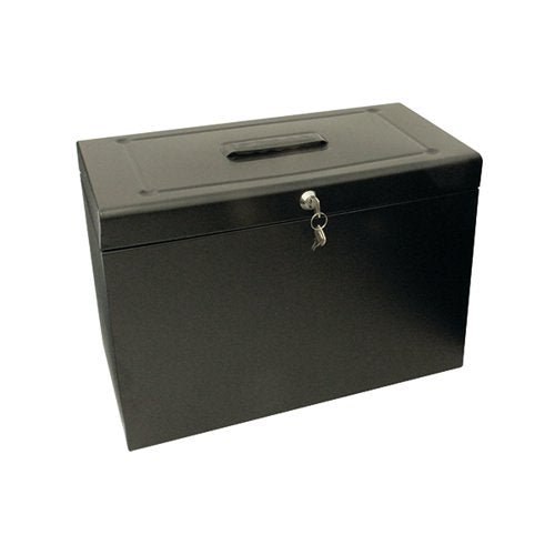 CATHEDRAL METAL FILE BOX HOME OFFICE FOOLSCAP BLACK HOBK