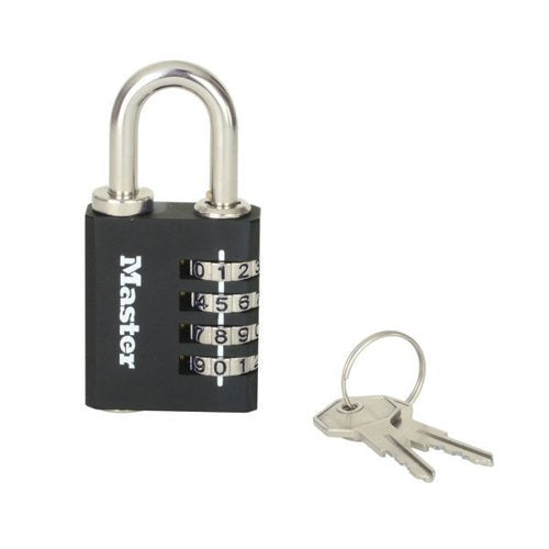 MASTER LOCK COMBI PADLOCK WITH OVERRIDE KEY BLACK 7641EURDBLK