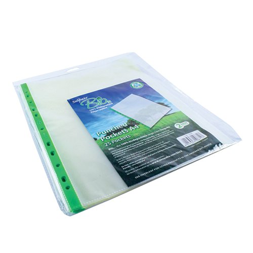 SNOPAKE BIO PUNCHED POCKET A4 CLEAR (PACK OF 25) 15439