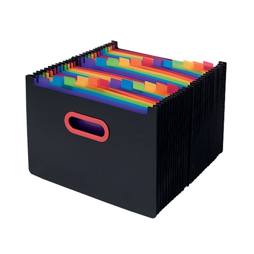 SNOPAKE 24 PART DESK EXPANDER A4 RAINBOW/BLACK 15852