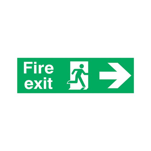 SAFETY SIGN FIRE EXIT RUNNING MAN ARROW RIGHT 150X450MM PVC