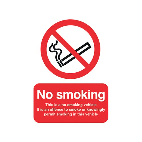 SAFETY SIGN THIS IS A NO SMOKING VEHICLE 100X75MM SELF-ADHESIVE PH05104S