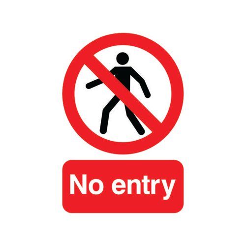 WARNING SIGN NO ENTRY SELF-ADHESIVE A5 ML01751S