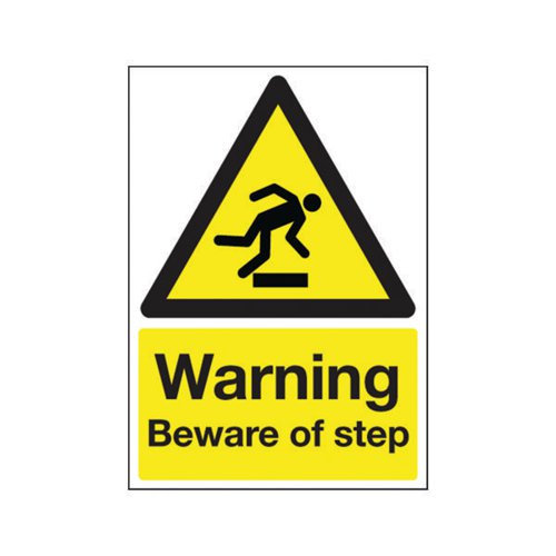 SAFETY SIGN WARNING BEWARE OF STEP A5 PVC HA21451R