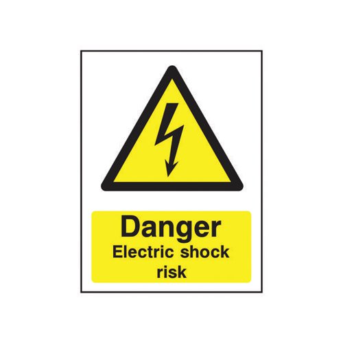 SAFETY SIGN DANGER ELECTRIC SHOCK RISK PVC A5 HA10751R