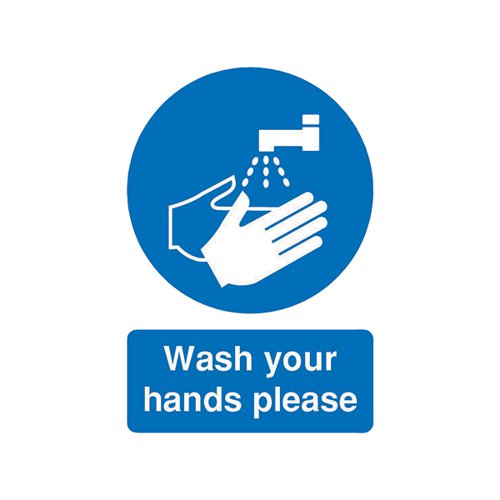 SAFETY SIGN WASH YOUR HANDS PLEASE A5 SELF-ADHESIVE MD05851S