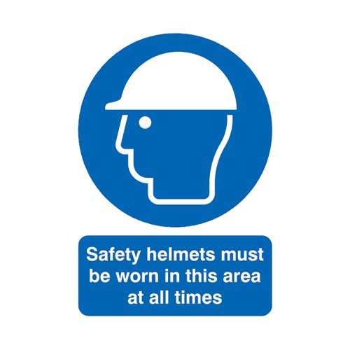 SAFETY SIGN SAFETY HELMETS MUST BE WORN PVC A4 MA04650R