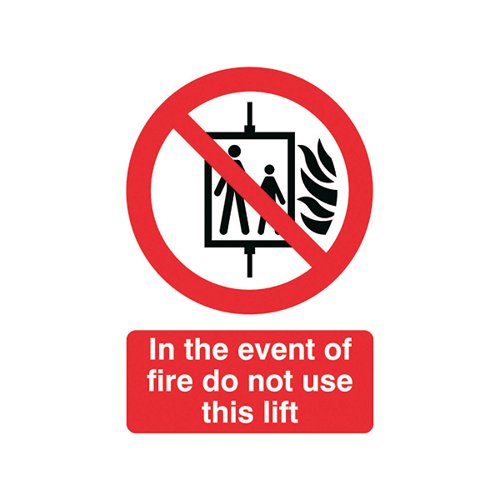 SAFETY SIGN IN THE EVENT OF FIRE DO NOT USE THIS LIFT FR0865