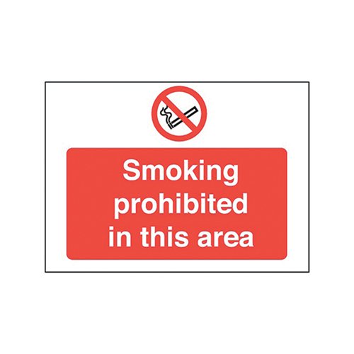 SAFETY SIGN SMOKING PROHIBITED IN THIS AREA 450X600MM PVC P35Z/R