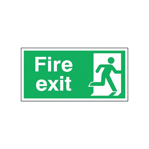 SAFETY SIGN FIRE EXIT RUNNING MAN RIGHT 150X300MM SELF-ADHESIVE E98A/S