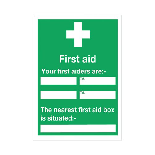 SAFETY SIGN FIRST AID 600X450MM SELF-ADHESIVE E91A/S
