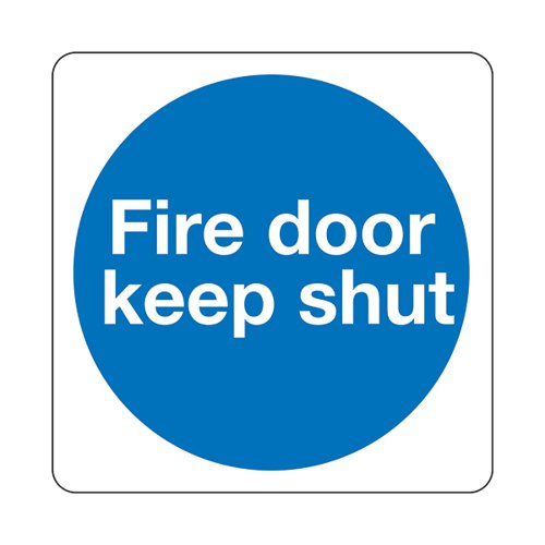 SAFETY SIGN FIRE DOOR KEEP SHUT 100X100MM SELF-ADHESIVE (PAC