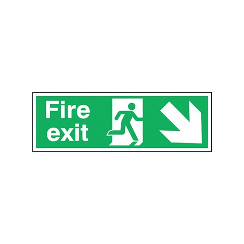SAFETY SIGN FIRE EXIT RUNNING MAN ARROW DOWN/RIGHT 150X450MM